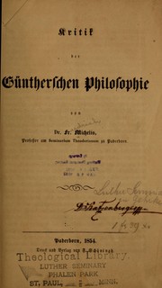 Cover of: Kritik der Günterschen philosophie