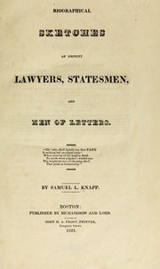 Cover of: Biographical sketches of eminent lawyers, statesmen, and men of letters.: [Six lines of verse]