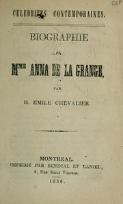 Biographie de Mme Anna de La Grange by H. Emile Chevalier