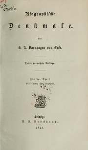 Cover of: Biographische Denkmale by Karl August Varnhagen von Ense, Karl August Varnhagen von Ense