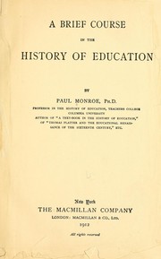 Cover of: A brief course in the history of education