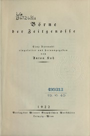 Cover of: Börne der Zeitgenosse by Ludwig Börne
