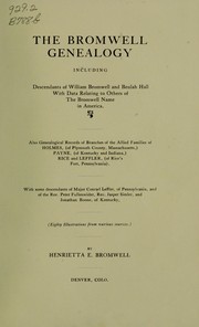 Cover of: The Bromwell genealogy. by Henrietta E. Bromwell