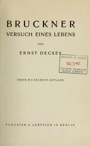 Cover of: Bruckner: Versuch eines Lebens