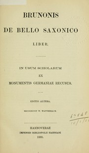 Cover of: Brunonis De bello saxonico liber.