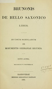 Cover of: Brunonis De bello saxonico liber. by Bruno of Magdeburg