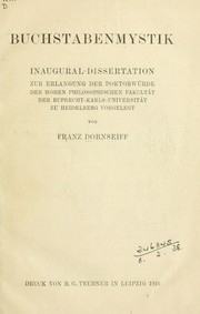 Buchstabenmystik by Dornseiff, Franz