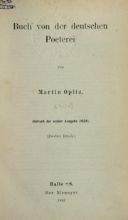 Cover of: Buch von der deutschen Poeterei: Abdruck der ersten Ausg. 1624. [Hrsg. von W. Braune]