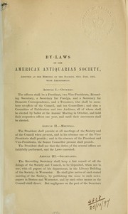 Cover of: By-laws of the American Antiquarian Society: 21st October, 1881