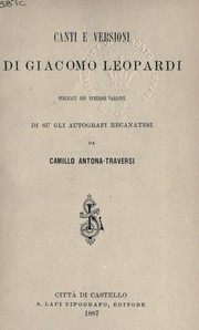 Cover of: Canti e versioni by Giacomo Leopardi