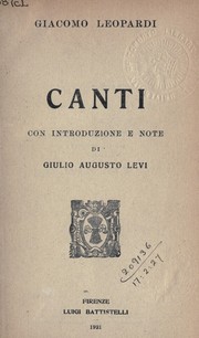 Cover of: Canti by Giacomo Leopardi, Giacomo Leopardi