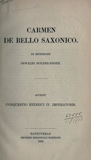 Cover of: Carmen de bello saxonico