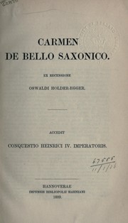 Cover of: Carmen de bello saxonico by Oswald Holder-Egger, Oswald Holder-Egger