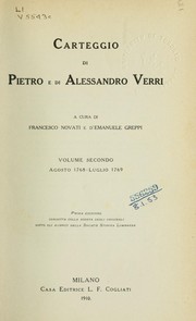 Cover of: Carteggio di Pietro e di Alessandro Verri [dal 1766 al 1797]