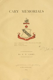 Cover of: Cary memorials by Samuel Fenton Cary
