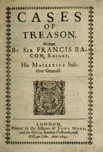 Cases of treason ... by Francis Bacon