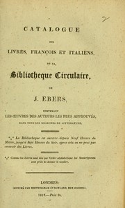 Cover of: Catalogue des livres, Francois et Italiens de la biblioteque circulaire
