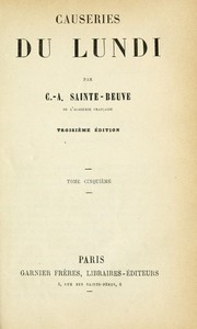 Cover of: Causeries du lundi by Charles Augustin Sainte-Beuve