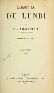 Cover of: Causeries du lundi by Charles Augustin Sainte-Beuve, Charles Augustin Sainte-Beuve