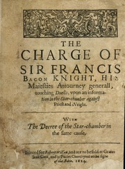 Cover of: The charge of Sir Francis Bacon ... by Francis Bacon