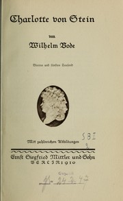 Cover of: Charlotte von Stein by Wilhelm Bode