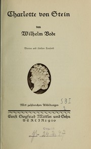 Cover of: Charlotte von Stein