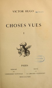 Cover of: Choses vues