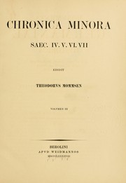 Cover of: Chronica minora saec. IV. V. VI. VII