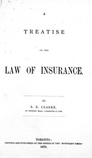 Cover of: A treatise on the law of insurance