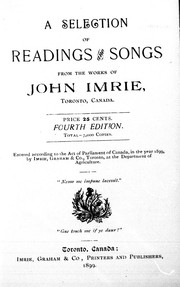 Cover of: A selection of readings and songs from the works of John Imrie, Toronto, Canada
