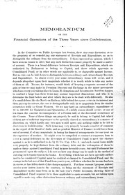 Cover of: Memorandum on the financial operations of the three years since confederation