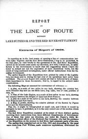 [Last two reports] on the line of route between Lake Superior and the Red River settlement by S. J. Dawson