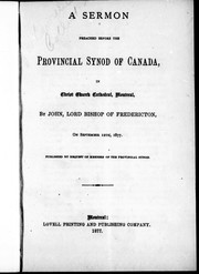Cover of: A sermon preached before the Provincial Synod of Canada | John Medley