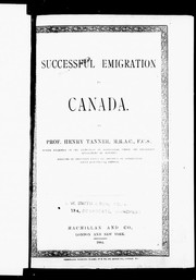 Cover of: Successful emigration to Canada