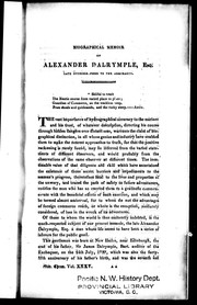 Biographical memoir of Alexander Dalrymple, Esq