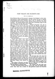 Cover of: Fort Nelson and Hudson's Bay