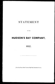 Cover of: Statement of the Hudson's Bay Company, 1857