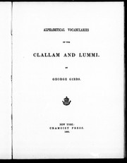 Cover of: Alphabetical vocabularies of the Clallam and Lummi