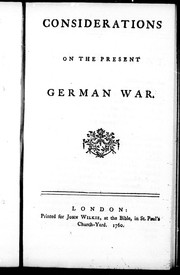 Cover of: Considerations on the present German war