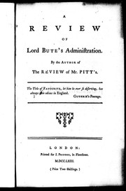 Cover of: A review of Lord Bute's administration