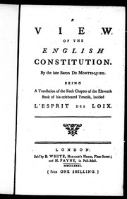 Cover of: A view of the English constitution.