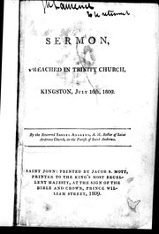 Cover of: Sermon, preached in Trinity Church, Kingston, July 16th, 1809