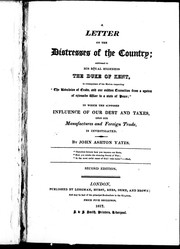 Cover of: A letter on the distresses of the country by John Ashton Yates