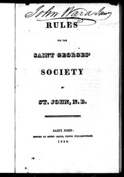 Cover of: Rules for the Saint Georges' Society in St. John, N.B.