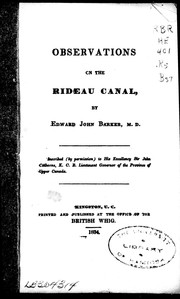 Observations on the Rideau Canal by Edward John Barker