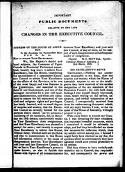 Important public documents relative to the late changes in the executive council