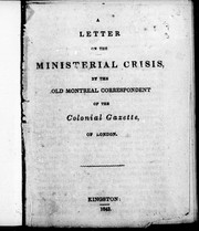 Cover of: A letter on the ministerial crisis