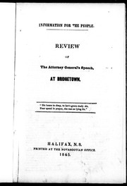 Cover of: Information for the people: review of the Attorney-General's speech at Bridgetown