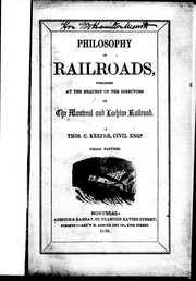 Cover of: Philosophy of railroads: published at the request of the directors of the Montreal and Lachine Railroad