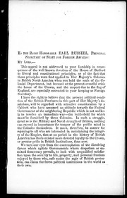 Cover of: A letter to the Right Honorable Earl Russell, principal secretary of state and foreign affairs, advocating the removal of Lord Mulgrave from the government of Nova Scotia by by Dr. Tupper.